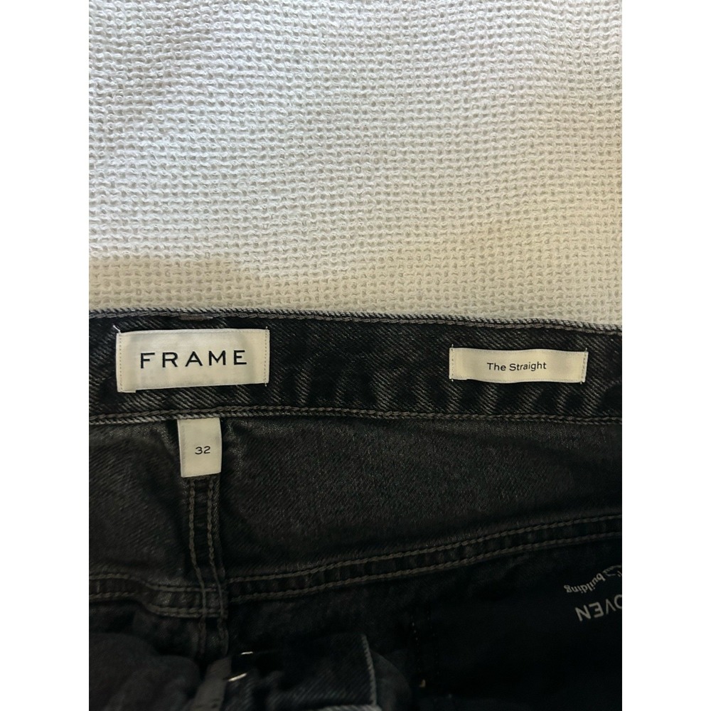 FRAME Women's Jeans "The Straight" Black Denim Size 32 - Picture 4 of 7